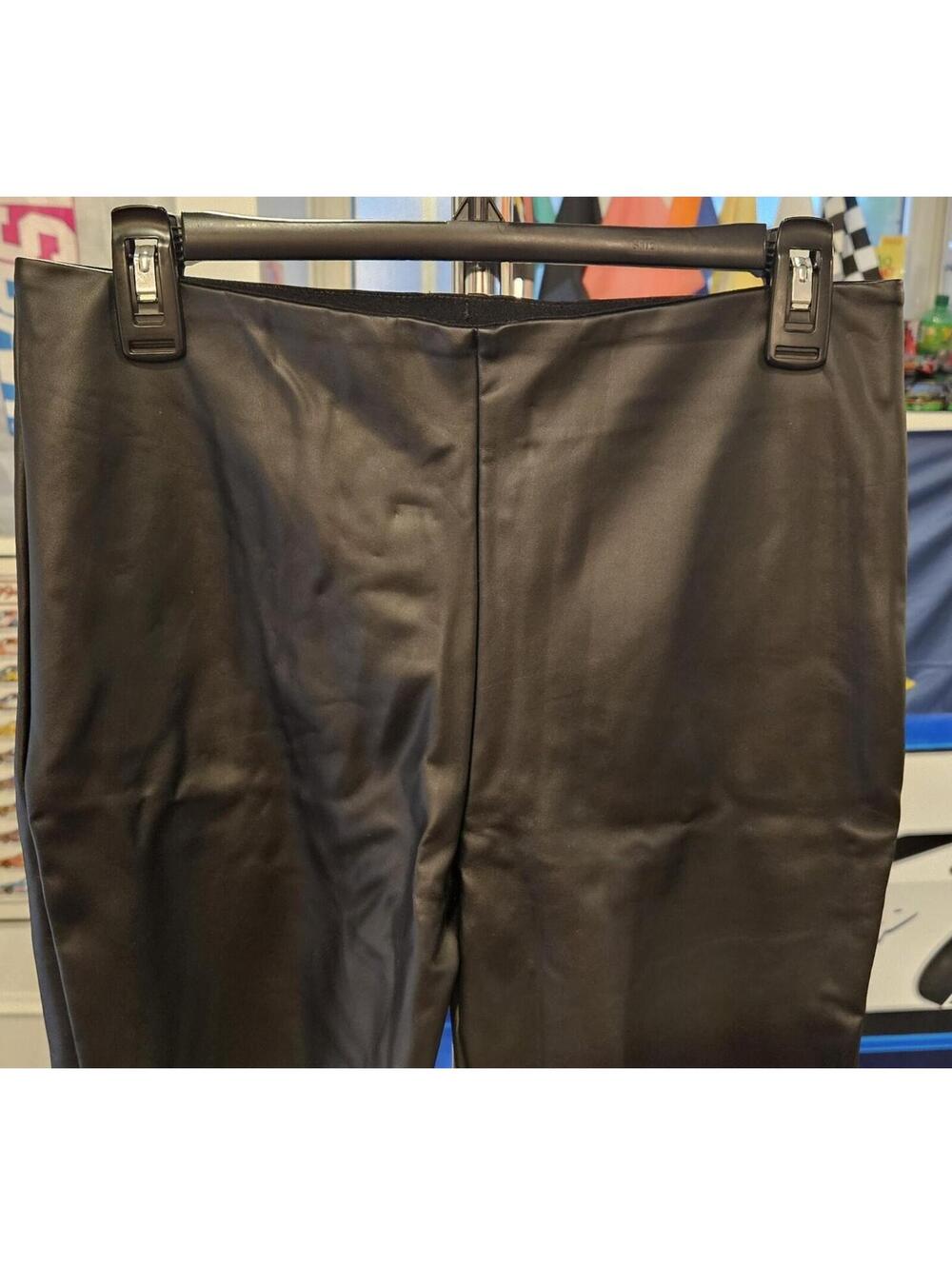 A New Day Black Pull On Faux Leather Leggings/Pants Black Size M